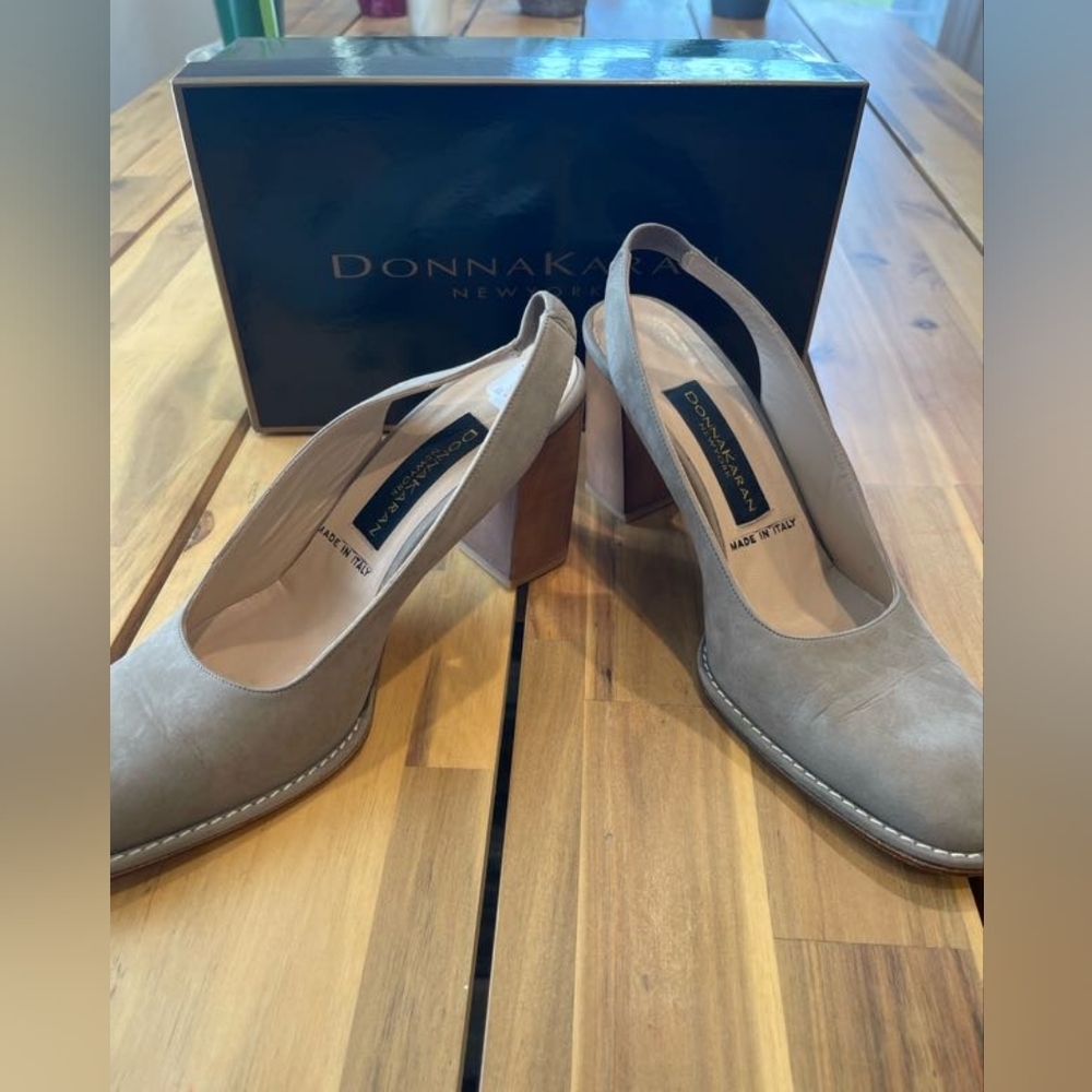 Nib Donna Karan Vintage Women's Tan Bronze Welted Swing Nubuck Pumps Size 10